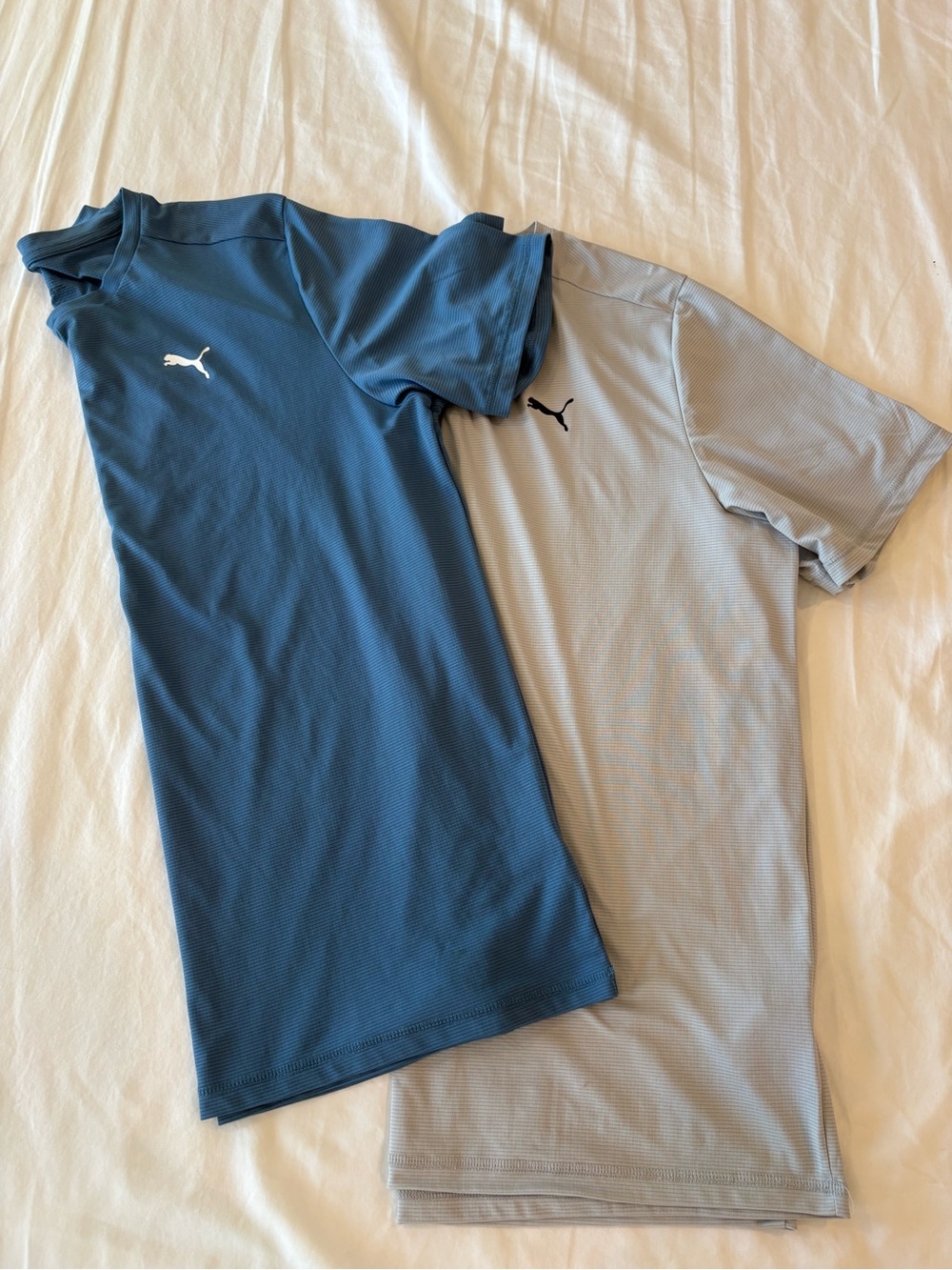 Set of Two Puma Men’s Short-Sleeve Athletic Tees - Teal Blue & Light Gray Size L